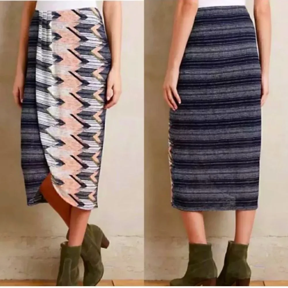 Maeve Plata chevron knit skirt